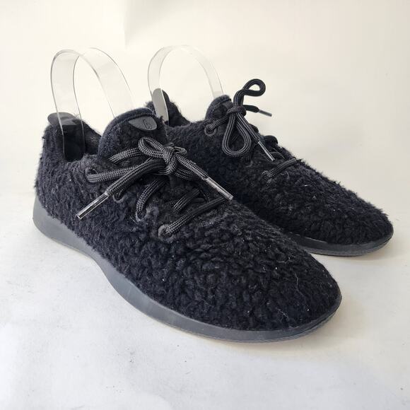 Allbirds Wool Runner Fluffs Black Fuzzy Sherpa Sneakers Women's 7 - Picture 1 of 6